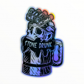Stickers Holographique Stone Drunk Born to Chill